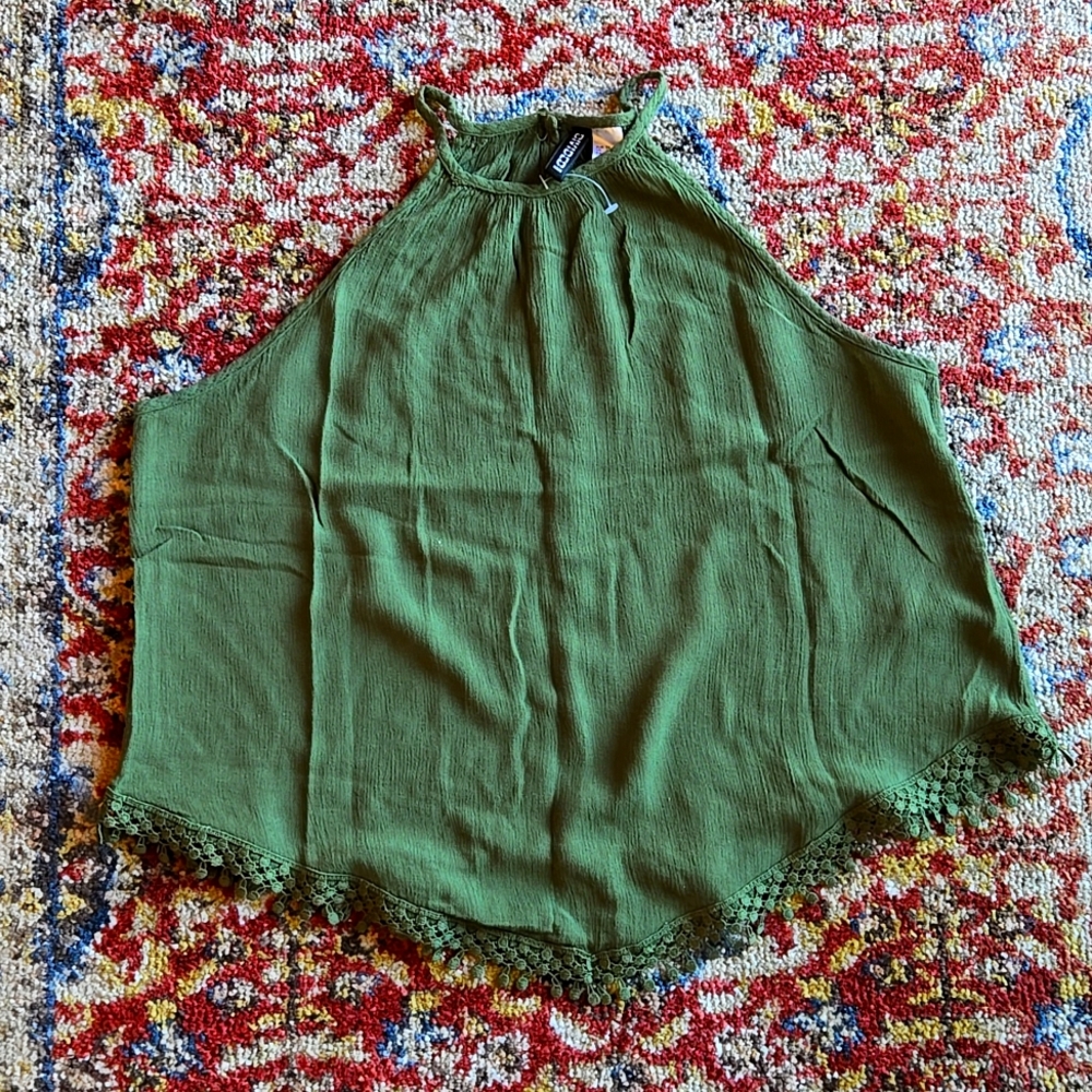 H&M Divided olive green size 4 gauzy top
